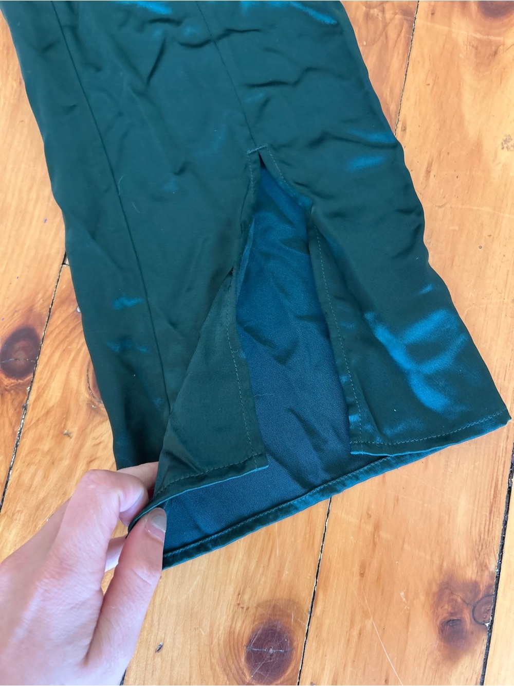 Lattelier Tie-Waist Blazer & Front Slit Trouser Set in Dark Green s/m - Picture 3 of 14